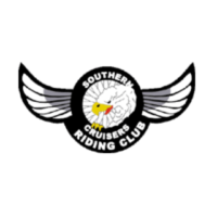 Graphic: Logo of Southern Cruisers Riding club, which looks like and eagle on a whiite background.