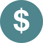 White dollar sign on teal background